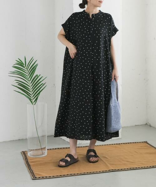 URBAN RESEARCH DOORS / アーバンリサーチ ドアーズ ワンピース | リネンレーヨンドットフレアワンピース | 詳細5
