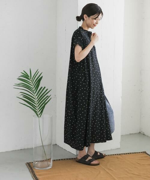 URBAN RESEARCH DOORS / アーバンリサーチ ドアーズ ワンピース | リネンレーヨンドットフレアワンピース | 詳細7