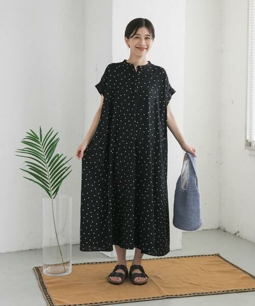 URBAN RESEARCH DOORS / アーバンリサーチ ドアーズ ワンピース | リネンレーヨンドットフレアワンピース | 詳細8