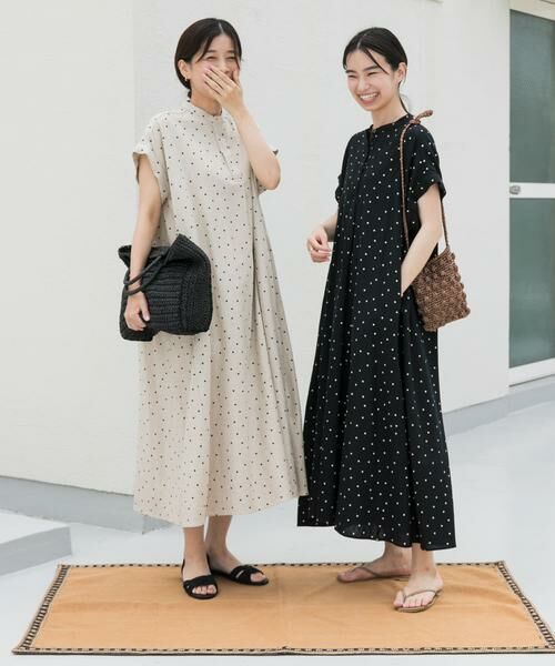 URBAN RESEARCH DOORS / アーバンリサーチ ドアーズ ワンピース | リネンレーヨンドットフレアワンピース | 詳細21