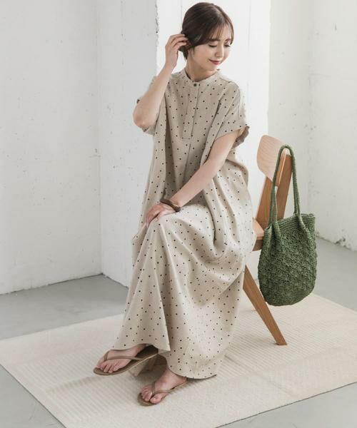 URBAN RESEARCH DOORS / アーバンリサーチ ドアーズ ワンピース | リネンレーヨンドットフレアワンピース | 詳細13