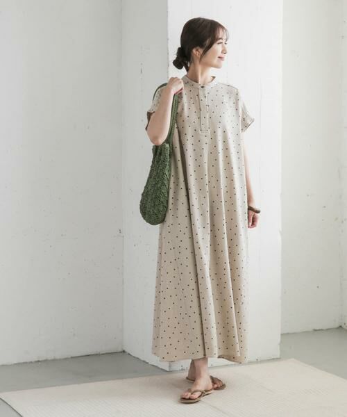 URBAN RESEARCH DOORS / アーバンリサーチ ドアーズ ワンピース | リネンレーヨンドットフレアワンピース | 詳細17