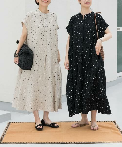 URBAN RESEARCH DOORS / アーバンリサーチ ドアーズ ワンピース | リネンレーヨンドットフレアワンピース | 詳細18