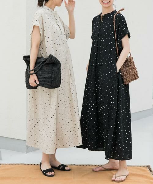 URBAN RESEARCH DOORS / アーバンリサーチ ドアーズ ワンピース | リネンレーヨンドットフレアワンピース | 詳細19