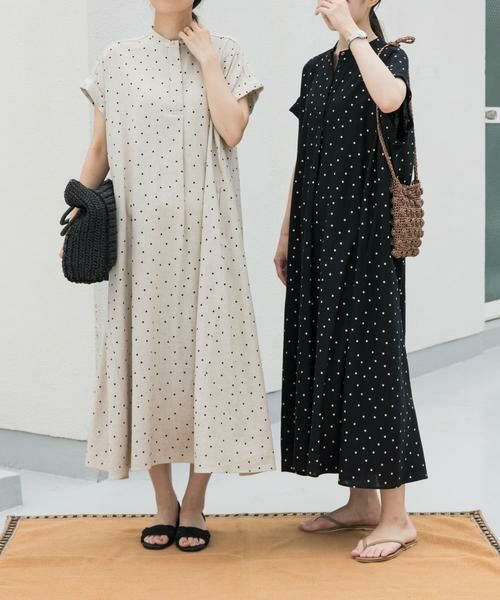 URBAN RESEARCH DOORS / アーバンリサーチ ドアーズ ワンピース | リネンレーヨンドットフレアワンピース | 詳細20