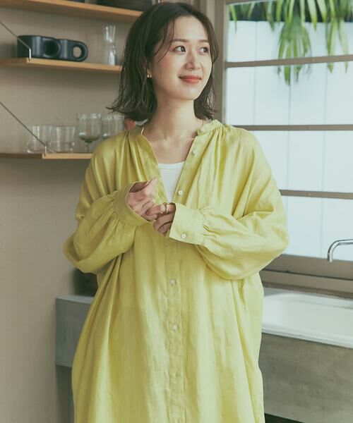 URBAN RESEARCH DOORS / アーバンリサーチ ドアーズ ワンピース | リネンギャザーワンピース | 詳細1