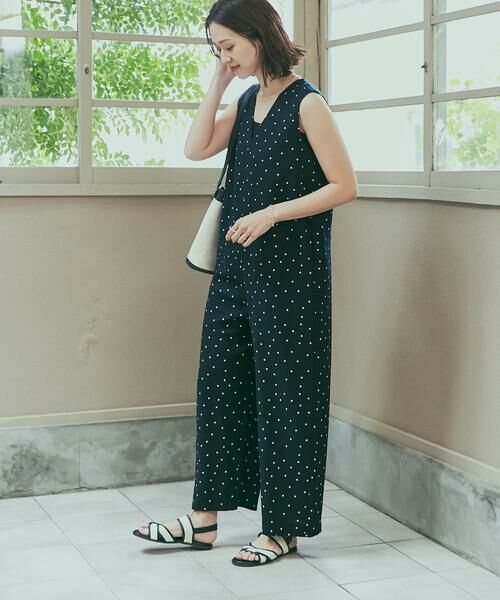 URBAN RESEARCH DOORS / アーバンリサーチ ドアーズ サロペット・オールインワン | リネンレーヨンドットオールインワン | 詳細1