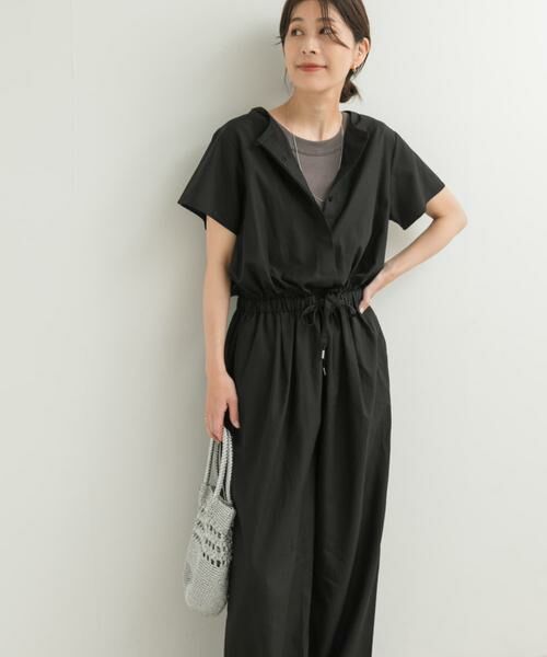 URBAN RESEARCH DOORS / アーバンリサーチ ドアーズ サロペット・オールインワン | リネンMIXコンビネゾン(ブラック)
