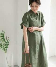 URBAN RESEARCH DOORS / アーバンリサーチ ドアーズ ワンピース | 『WEB/一部店舗限定カラー』リネン半袖シャツワンピース