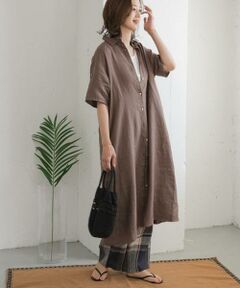 URBAN RESEARCH DOORS / アーバンリサーチ ドアーズ ワンピース | 『WEB/一部店舗限定カラー』リネン半袖シャツワンピース