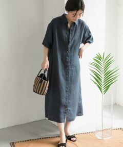 URBAN RESEARCH DOORS / アーバンリサーチ ドアーズ ワンピース | 『WEB/一部店舗限定カラー』リネン半袖シャツワンピース