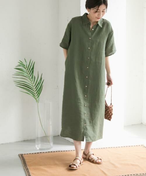 URBAN RESEARCH DOORS / アーバンリサーチ ドアーズ ワンピース | 『WEB/一部店舗限定カラー』リネン半袖シャツワンピース | 詳細12