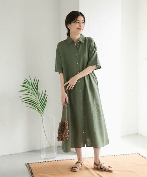URBAN RESEARCH DOORS / アーバンリサーチ ドアーズ ワンピース | 『WEB/一部店舗限定カラー』リネン半袖シャツワンピース | 詳細13