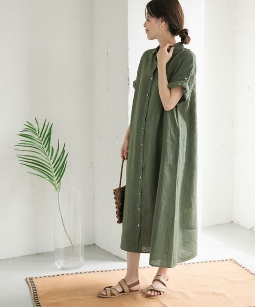 URBAN RESEARCH DOORS / アーバンリサーチ ドアーズ ワンピース | 『WEB/一部店舗限定カラー』リネン半袖シャツワンピース | 詳細3