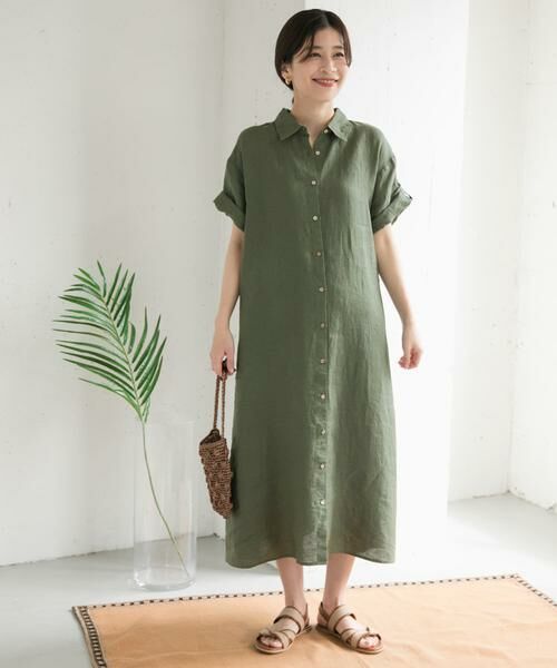 URBAN RESEARCH DOORS / アーバンリサーチ ドアーズ ワンピース | 『WEB/一部店舗限定カラー』リネン半袖シャツワンピース | 詳細4
