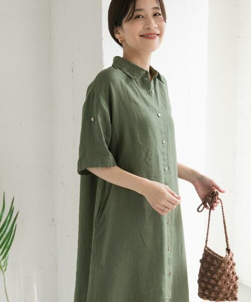 URBAN RESEARCH DOORS / アーバンリサーチ ドアーズ ワンピース | 『WEB/一部店舗限定カラー』リネン半袖シャツワンピース | 詳細6