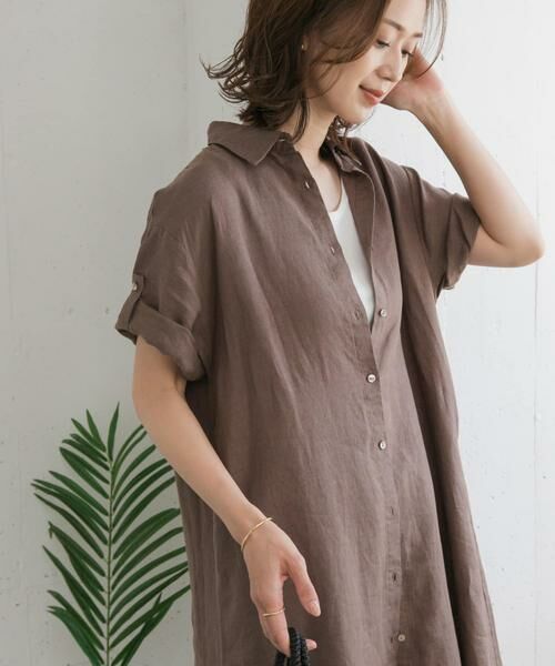 URBAN RESEARCH DOORS / アーバンリサーチ ドアーズ ワンピース | 『WEB/一部店舗限定カラー』リネン半袖シャツワンピース | 詳細16