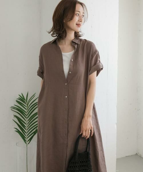 URBAN RESEARCH DOORS / アーバンリサーチ ドアーズ ワンピース | 『WEB/一部店舗限定カラー』リネン半袖シャツワンピース | 詳細17