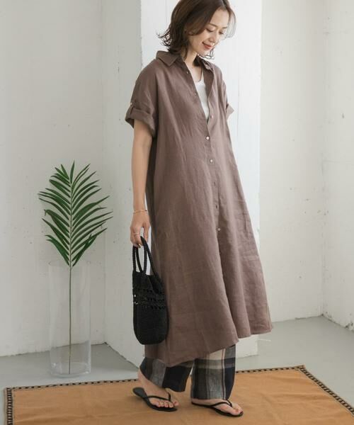 URBAN RESEARCH DOORS / アーバンリサーチ ドアーズ ワンピース | 『WEB/一部店舗限定カラー』リネン半袖シャツワンピース | 詳細19
