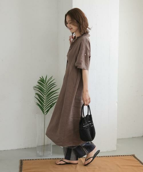 URBAN RESEARCH DOORS / アーバンリサーチ ドアーズ ワンピース | 『WEB/一部店舗限定カラー』リネン半袖シャツワンピース | 詳細21