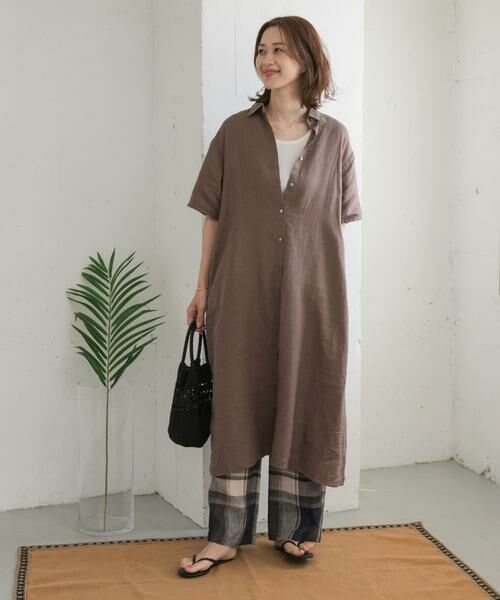 URBAN RESEARCH DOORS / アーバンリサーチ ドアーズ ワンピース | 『WEB/一部店舗限定カラー』リネン半袖シャツワンピース | 詳細22