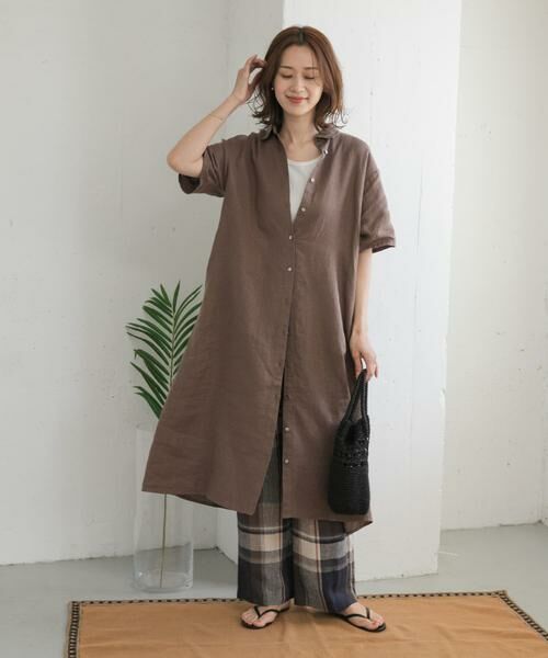 URBAN RESEARCH DOORS / アーバンリサーチ ドアーズ ワンピース | 『WEB/一部店舗限定カラー』リネン半袖シャツワンピース | 詳細23