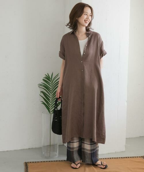 URBAN RESEARCH DOORS / アーバンリサーチ ドアーズ ワンピース | 『WEB/一部店舗限定カラー』リネン半袖シャツワンピース | 詳細24