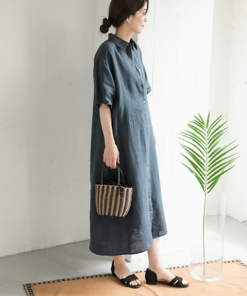 URBAN RESEARCH DOORS / アーバンリサーチ ドアーズ ワンピース | 『WEB/一部店舗限定カラー』リネン半袖シャツワンピース | 詳細30