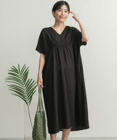 URBAN RESEARCH DOORS / アーバンリサーチ ドアーズ ワンピース | リネンレーヨンVネック切替ギャザーワンピース