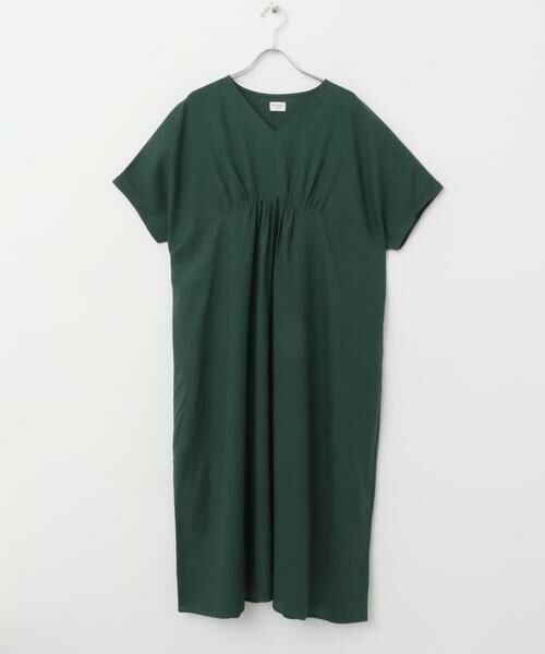 URBAN RESEARCH DOORS / アーバンリサーチ ドアーズ ワンピース | リネンレーヨンVネック切替ギャザーワンピース | 詳細28