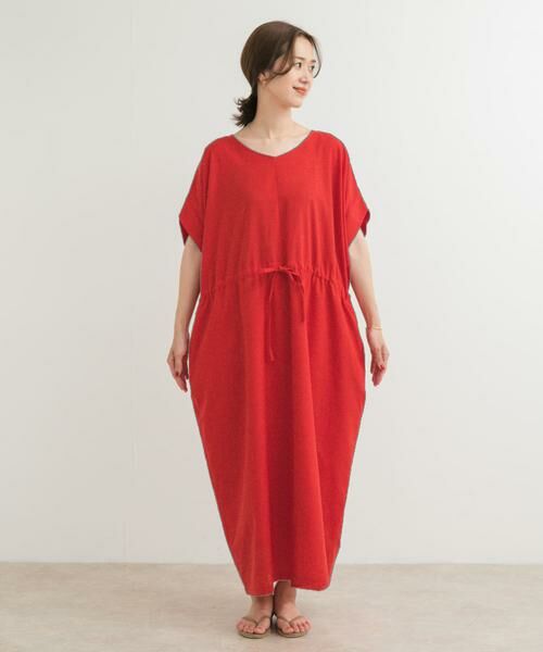 URBAN RESEARCH DOORS / アーバンリサーチ ドアーズ ワンピース | 『WEB/一部店舗限定サイズ』『UR TECH 高機能リネン』ウエストギャザーワンピース | 詳細10