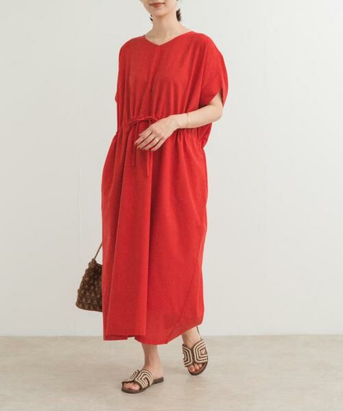 URBAN RESEARCH DOORS / アーバンリサーチ ドアーズ ワンピース | 『WEB/一部店舗限定サイズ』『UR TECH 高機能リネン』ウエストギャザーワンピース | 詳細2