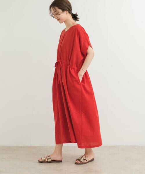 URBAN RESEARCH DOORS / アーバンリサーチ ドアーズ ワンピース | 『WEB/一部店舗限定サイズ』『UR TECH 高機能リネン』ウエストギャザーワンピース | 詳細6