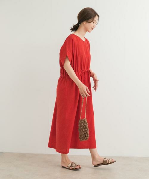 URBAN RESEARCH DOORS / アーバンリサーチ ドアーズ ワンピース | 『WEB/一部店舗限定サイズ』『UR TECH 高機能リネン』ウエストギャザーワンピース | 詳細8