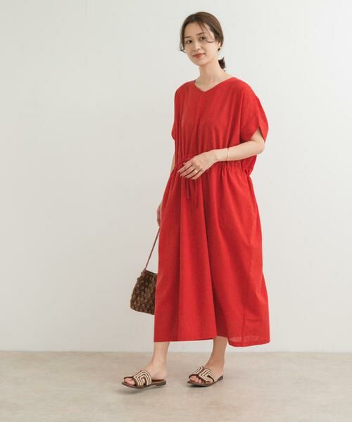 URBAN RESEARCH DOORS / アーバンリサーチ ドアーズ ワンピース | 『WEB/一部店舗限定サイズ』『UR TECH 高機能リネン』ウエストギャザーワンピース | 詳細9