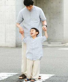 URBAN RESEARCH DOORS / アーバンリサーチ ドアーズ トップス | 『親子リンク』シルケットリネンバンドカラーシャツ(KIDS)