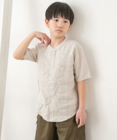 URBAN RESEARCH DOORS / アーバンリサーチ ドアーズ トップス | 『親子リンク』シルケットリネンバンドカラーシャツ(KIDS)