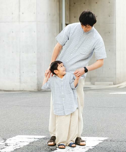URBAN RESEARCH DOORS / アーバンリサーチ ドアーズ トップス | 『親子リンク』シルケットリネンバンドカラーシャツ(KIDS) | 詳細3