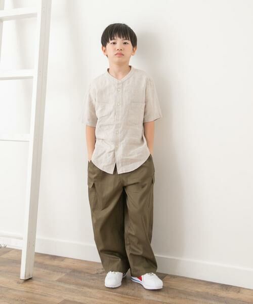 URBAN RESEARCH DOORS / アーバンリサーチ ドアーズ トップス | 『親子リンク』シルケットリネンバンドカラーシャツ(KIDS) | 詳細30