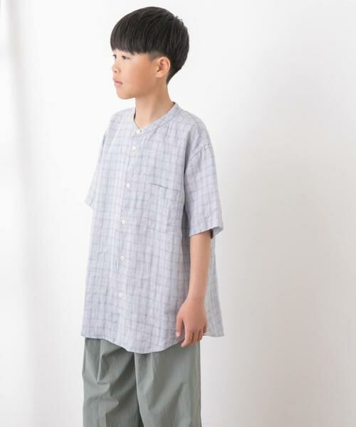 URBAN RESEARCH DOORS / アーバンリサーチ ドアーズ トップス | 『WEB/一部店舗限定』『親子リンク』シルケットリネンバンドカラーシャツ(KIDS) | 詳細2