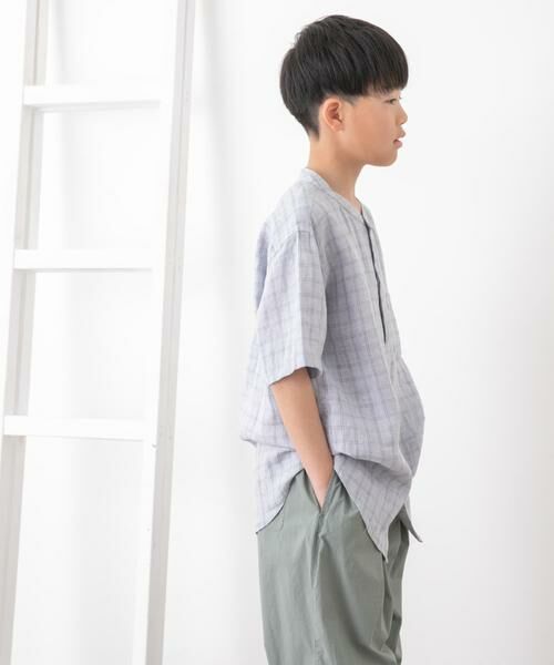 URBAN RESEARCH DOORS / アーバンリサーチ ドアーズ トップス | 『WEB/一部店舗限定』『親子リンク』シルケットリネンバンドカラーシャツ(KIDS) | 詳細3