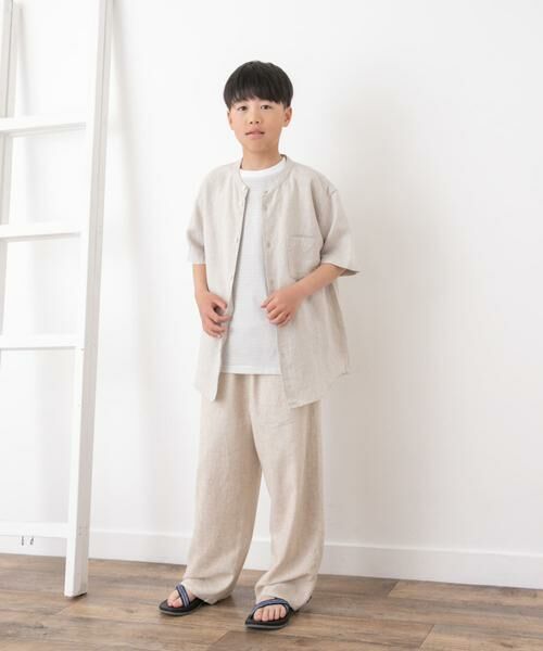 URBAN RESEARCH DOORS / アーバンリサーチ ドアーズ トップス | 『WEB/一部店舗限定』『親子リンク』シルケットリネンバンドカラーシャツ(KIDS) | 詳細18