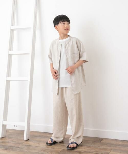 URBAN RESEARCH DOORS / アーバンリサーチ ドアーズ トップス | 『WEB/一部店舗限定』『親子リンク』シルケットリネンバンドカラーシャツ(KIDS) | 詳細19