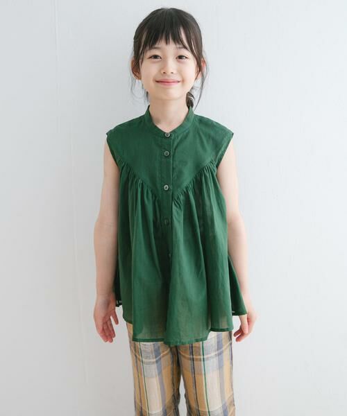 URBAN RESEARCH DOORS / アーバンリサーチ ドアーズ トップス | 『親子リンク』コットンボイルV切替ブラウス(KIDS)（グリーン）