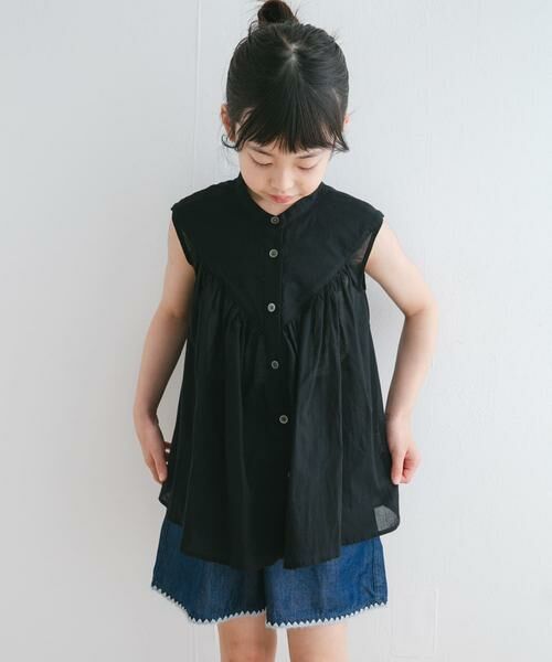 URBAN RESEARCH DOORS / アーバンリサーチ ドアーズ トップス | 『親子リンク』コットンボイルV切替ブラウス(KIDS)（ブラック）