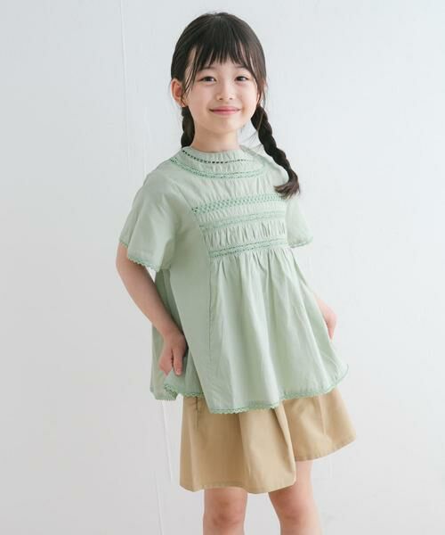 URBAN RESEARCH DOORS / アーバンリサーチ ドアーズ トップス | ハシゴレースシャーリングブラウス(KIDS) | 詳細5