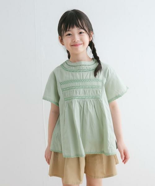 URBAN RESEARCH DOORS/アーバンリサーチ ドアーズ ハシゴレースシャーリングブラウス(KIDS) グリーン系その他 135 URBAN RESEARCH DOORS/アーバンリサーチ ドアーズ ハシゴレースシャーリングブラウス(KIDS) グリーン系その他 135