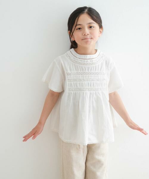 URBAN RESEARCH DOORS / アーバンリサーチ ドアーズ トップス | ハシゴレースシャーリングブラウス(KIDS) | 詳細18