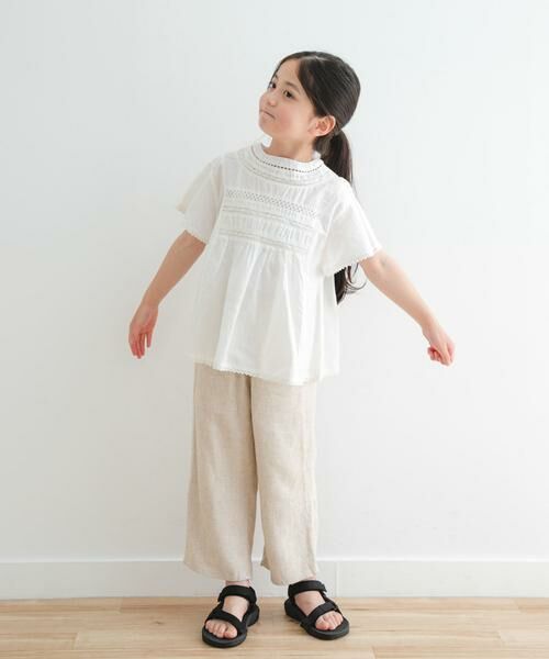 URBAN RESEARCH DOORS / アーバンリサーチ ドアーズ トップス | ハシゴレースシャーリングブラウス(KIDS) | 詳細27