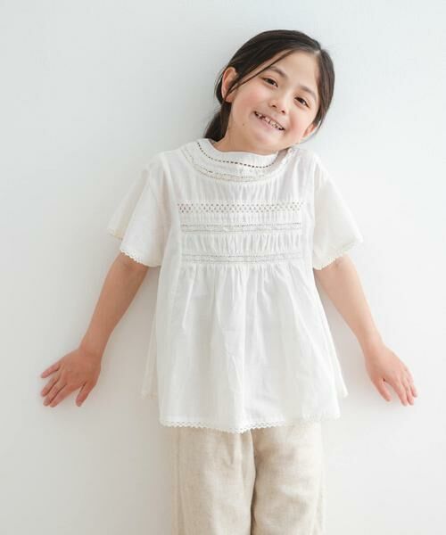 URBAN RESEARCH DOORS / アーバンリサーチ ドアーズ トップス | ハシゴレースシャーリングブラウス(KIDS) | 詳細20